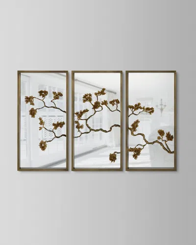 John-richard Collection Organic Branches Triptych In Gold