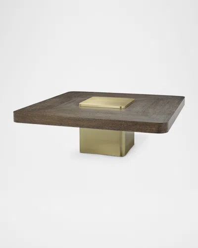 John-richard Collection Plateau Cocktail Table In Brown, Brass