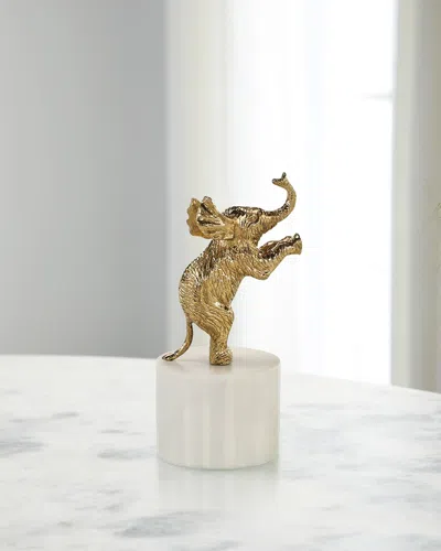 John-richard Collection Playful Elephant Bookend In Gold