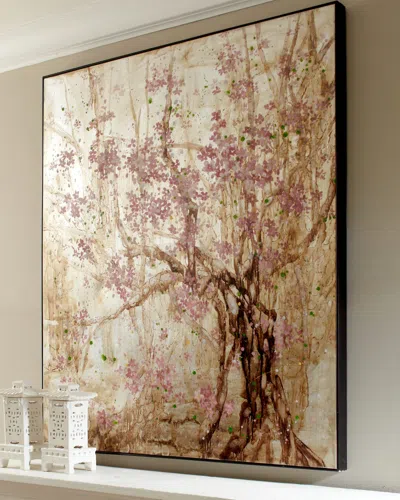 John-richard Collection Plum Blossom Original Painting In Gold/pink