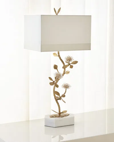 John-richard Collection Quartz Flower Table Lamp In Gold