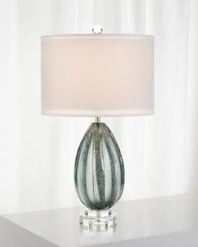John-richard Collection Rainstorm Blue Glass Table Lamp In Green