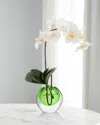 John-richard Collection Real Touch Teardrop Orchid 19" Faux Floral Arrangement In A Colored Glass Container In Green