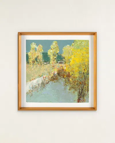 John-richard Collection Riverside Reverie Original Painting By Liu Mengzhou In Blue