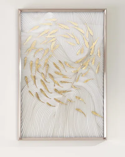 John-richard Collection Robat's School Of Fish Wall Art In White/gold