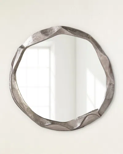 John-richard Collection Round Ruga Nickel Mirror, Small In Metallic