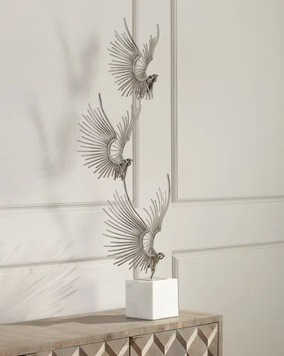 John-richard Collection Sculpted Birds In Flight In Metallic