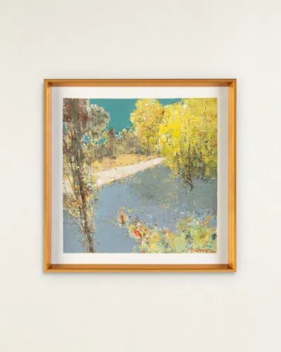 John-richard Collection Silence By The Stream Original Painting By Liu Mengzhou In Blue