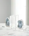 John-richard Collection Silver Geode Bookends, Set Of 2 In Blue