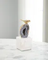 John-richard Collection Small Agate Roost Sculpture On Marble Base In Brown