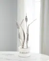 John-richard Collection Small Cattails Sculpture On Marble In Silver
