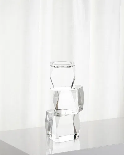 John-richard Collection Small Crystal Cubist Candleholder In Transparent