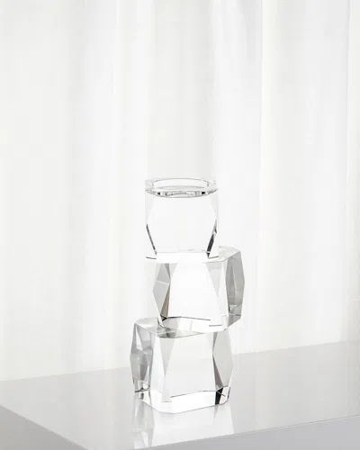 John-richard Collection Small Crystal Cubist Candleholder In Clear