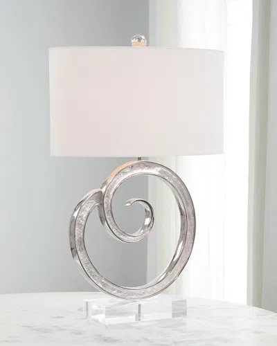 John-richard Collection Spiral Nickel Table Lamp In Silver