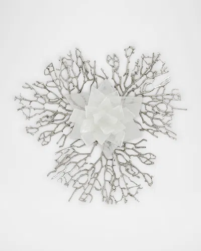 John-richard Collection Stone Flora 17" 3-light Selenite Wall Sconce In Silver