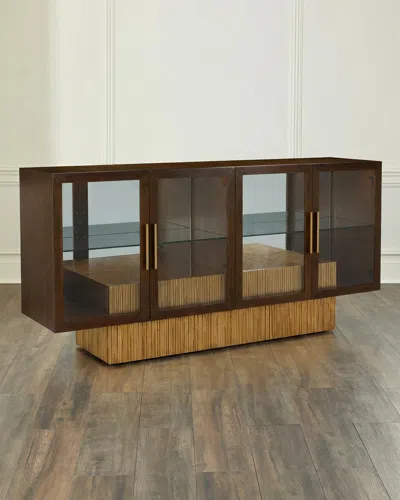 John-richard Collection Suffolk 4-door Lighted Credenza In Brown