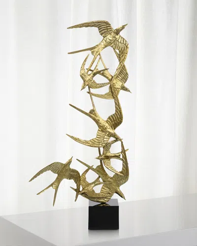 John-richard Collection Swallows In Flight Sculpture In Gold