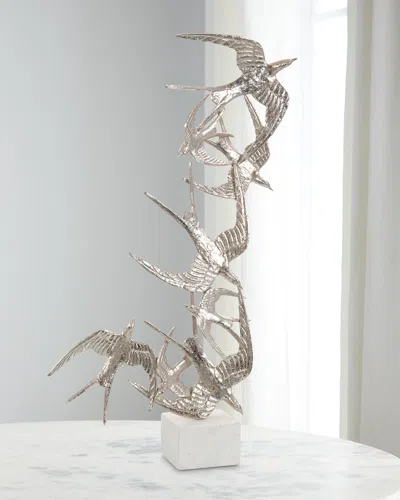 John-richard Collection Swallows In Flight Sculpture In Silver