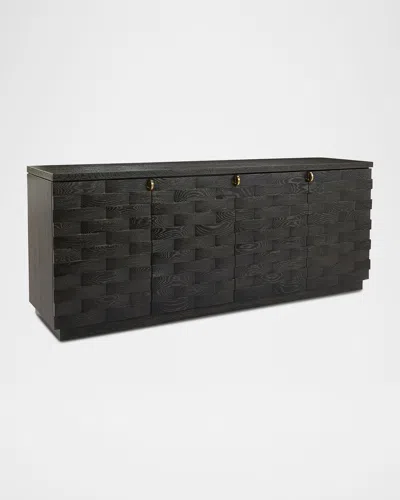 John-richard Collection Tessere Four-door Credenza In Gold Cerused Black
