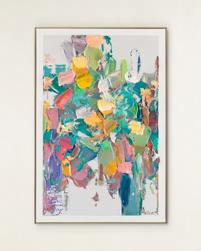 John-richard Collection Textural Brushstrokes I Original Painting By Lm Zhou In White