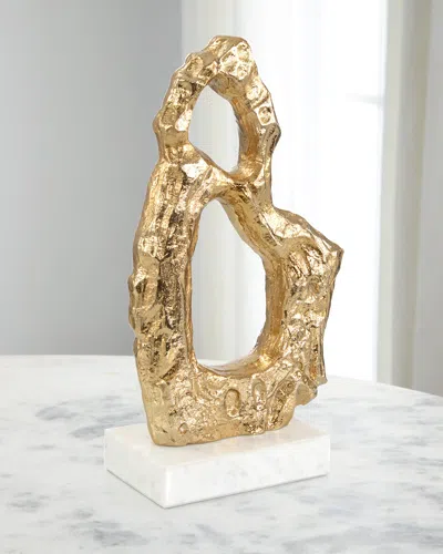 John-richard Collection Textural Gold And White Marble Sculpture I