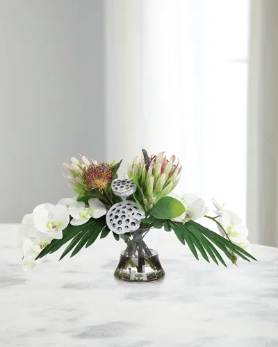 John-richard Collection Tropical Queen 28" Faux Floral Arrangement In Glass Vase In Multi