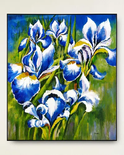 John-richard Collection Twilight Irises Original Acrylic Painting On Canvas By Shi Fei