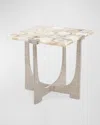 John-richard Collection Unity Agate End Table In Nickel, White Agate