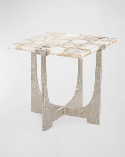 John-richard Collection Unity Agate End Table In Nickel, White Agate