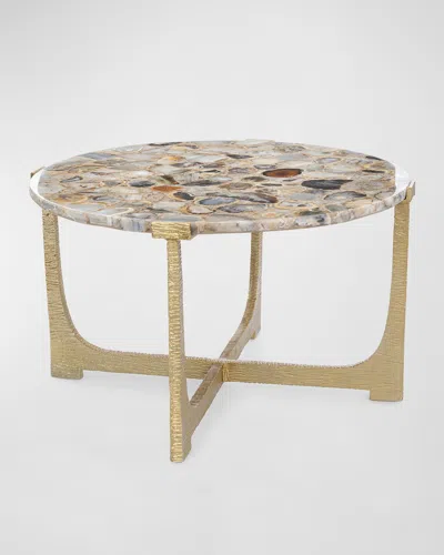 John-richard Collection Unity Round Agate Cocktail Table In Champagne Gold