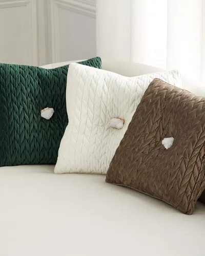 John-richard Collection Velvet Matelasse Decorative Pillow In Green
