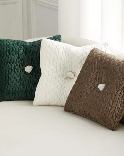 John-richard Collection Velvet Matelasse Decorative Pillow In Taupe