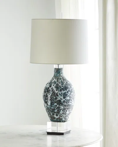John-richard Collection Webs Of Charcoal & White Glass Table Lamp In Blue