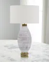 John-richard Collection White And Cream Marbled Glass Table Lamp In Gray