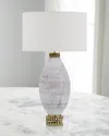John-richard Collection White And Cream Marbled Glass Table Lamp In White