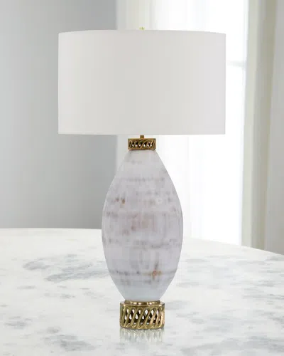 John-richard Collection White And Cream Marbled Glass Table Lamp In Grey