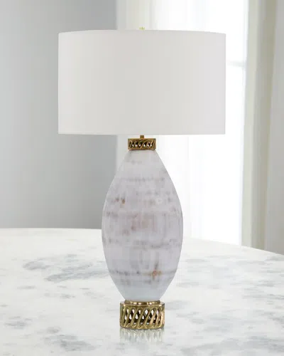 John-richard Collection White And Cream Marbled Glass Table Lamp In Gray