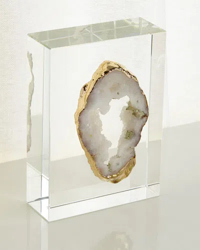 John-richard Collection White Geode On Crystal In Gold
