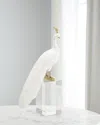 John-richard Collection White Peacock Sculpture On Crystal Base Ii In Brass