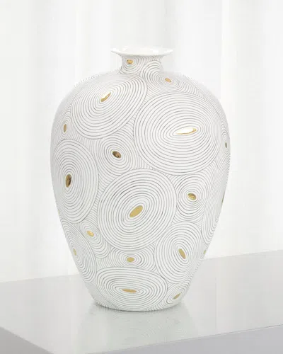 John-richard Collection White Porcelain Vase With Gold In Gray