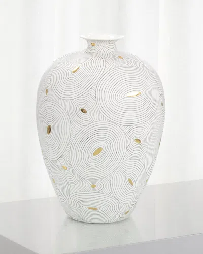 John-richard Collection White Porcelain Vase With Gold In White/gold