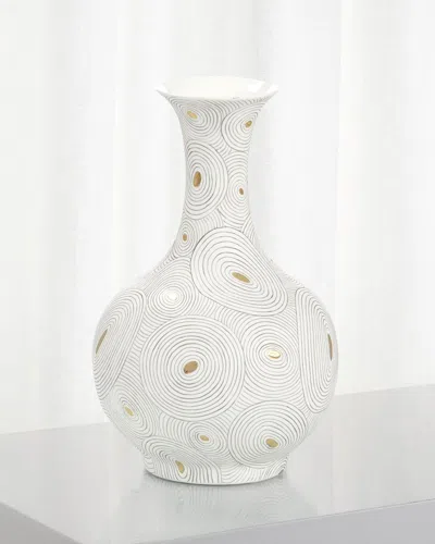 John-richard Collection White Porcelain Vase With Gold In White/gold