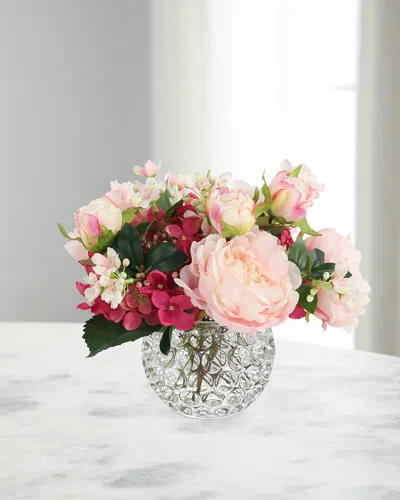 John-richard Collection Winter Daphne Garden 11" Faux Floral Arrangement In Glass Vase In Multi