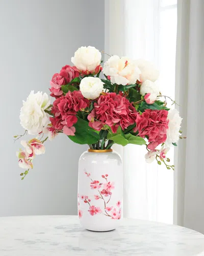 John-richard Collection Wispy Mauve 25" Faux Floral Arrangement In Metal Vase In Multi