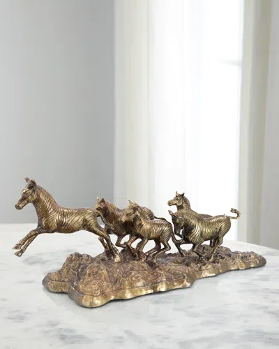 John-richard Collection Zebras In The Wild Sculpture In Gold
