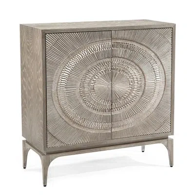 John-richard Cosmos 2 Door Accent Cabinet In Silver White,gray