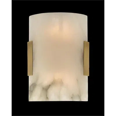 John-richard Curved Alabaster Wall Sconce In Oxidiozed Bronze;bronze Oxydé