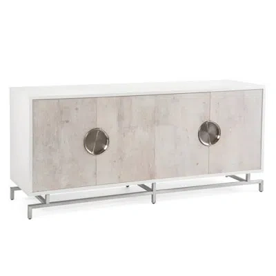 John-richard Dante 4 Door Credenza In Beluga White,tiza Gesso
