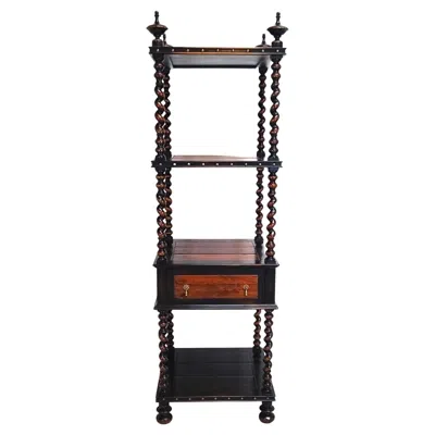 Pre-owned John-richard English Style Barley Twist Etagere Display Shelves By John Richard In Brown