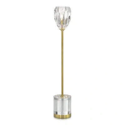 John-richard Faceted 34" Clear/antique Brass Buffet Lamp In Clear,antique Brass